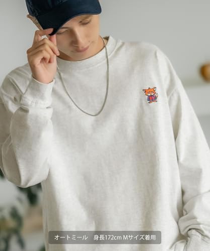 IMPROMES Casual SIDEWAYSTANCE Embroidered Downer Fox Long Sleeve T-Shirt, Men's, White