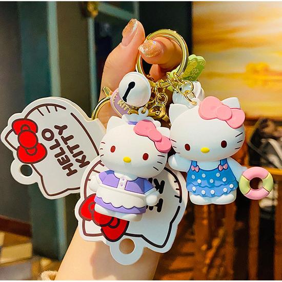 Sanrio Keyring 8 Types Hello Kitty Key Ring Key Holder Bag Decoration Friendship Gift, Kindergarten Kitty, 1 Piece, a Popular Character In Korea