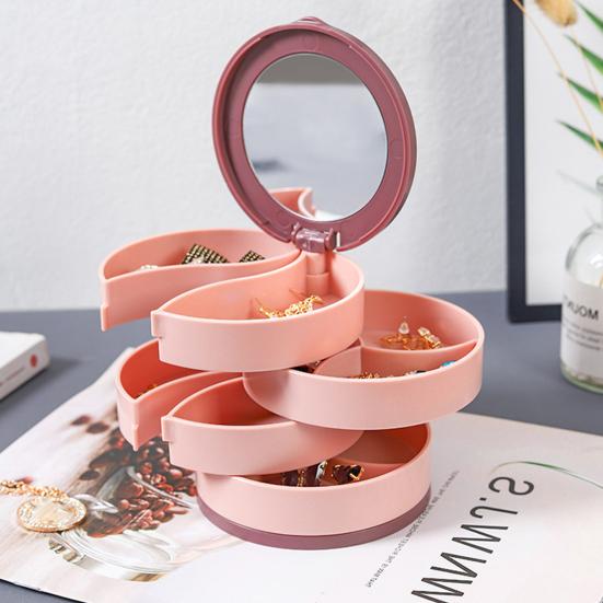 Органайзер для ювелирных изделий, красивая, полезная подставка для ювелирных изделий, многослойная вращающаяся шкатулка для драгоценностей для общежития