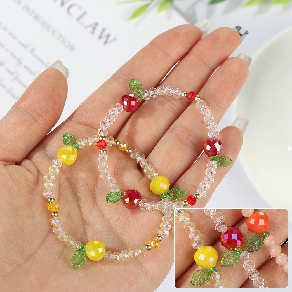 Girl Sweet Gift Bangles Elastic Rope Bracelets Glass Crystal Stone Fruit Crystal Beaded Bracelet