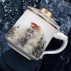 Mutton Fat Jade Ceramic Tea Infuser Office Cup Set