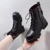 Fashion Elegant with Medium Heels Female Ankle Boots Footwear Punk Style Booties Leather Biker Short Shoes for Women Combat Waterproof