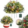 Christmas Tree Urn Filler Christmas Planter Filler Red Berries & Pine Cones Artificial Xmas Plants with LED Light for Home Decor
