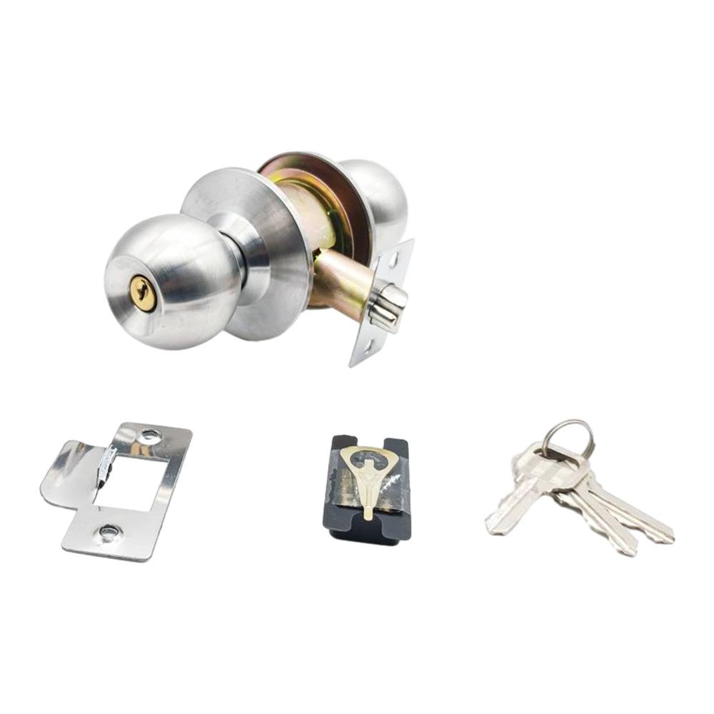 Door Knob with Lock Stainless Steel Front Door Lock Set Lightweight Wear-resistant for Bedroom