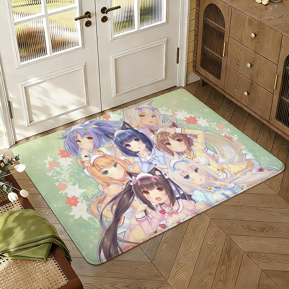 Аниме Игра N-Nekopara Напольный коврик Мягкий Утолщенный Впитывающий Нескользящий Спальня Гостиная Прихожая Декор для дома Фланелевые коврики