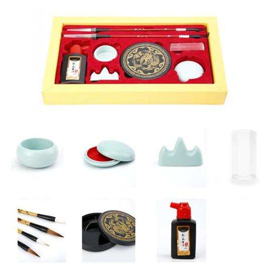 Набор кистей для китайской каллиграфии, тушь, камень, печать, инструмент для тренировок