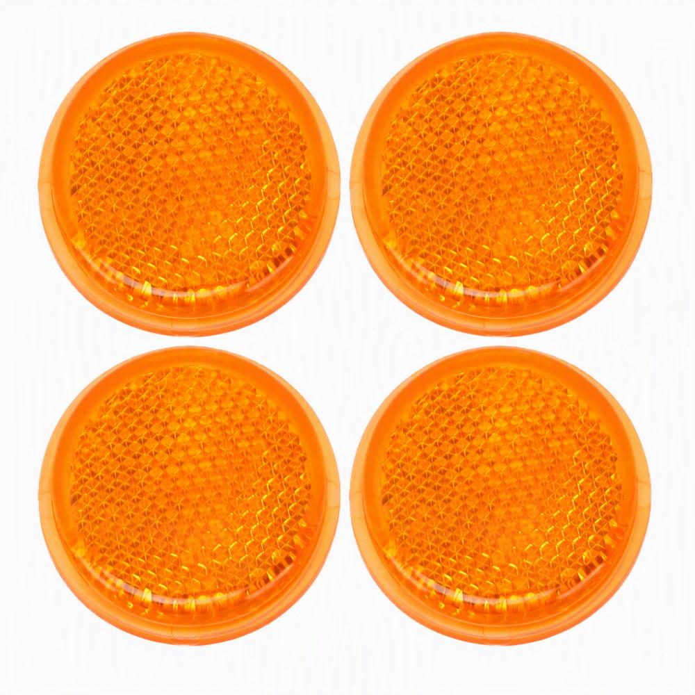 4Pcs Plastic Adhesive Reflectors Self Adhesive Warning Reflectors Round Safety Reflectors  Trucks
