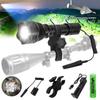 500 Yards Zoomable Flashlight Red/Green/White Hunting Torch 1 Mode High+Remote Pressure Switch+Rifle Scope Mount+18650+Charger