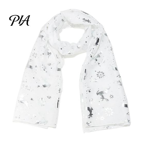 Cozy Holiday Gift for Women Christmas Theme Scarf Women, Glitter Sparkly Foil Reindeer Winter Print Scarves, Lightweight Soft Shawl Wrap Fall