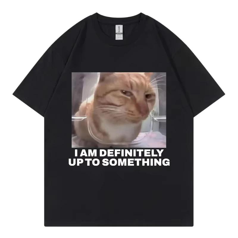 Soy definitivamente hasta algo divertido gato Meme camiseta moda de venta al por menor tendencia mujer Casual Harajuku manga
