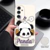 Милый Чехол с Принтом Панды Для Samsung S26 S25 Ultra S24 S23 S22 S21 FE A15 A35 A55 A16 A36 A56 A17 A18 A37 A57 5G Мягкий Чехол с Текстурой Кожи
