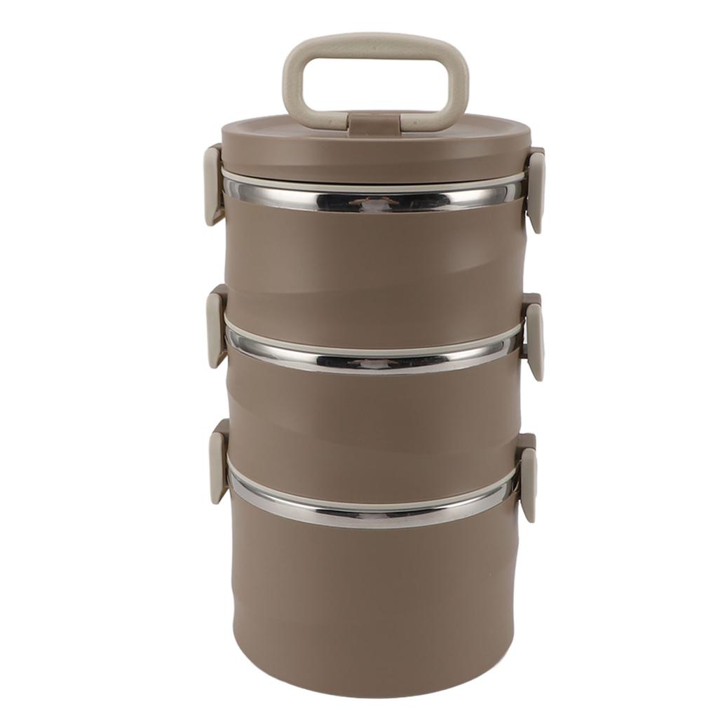 Stackable Lunch Box 304 Stainless Steel 3 Layers Leakage Proof Round Insulated Food Container for Work School Travel