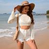 Women's Summer Hollowed Out New Long Sleeve Sleeve Knitted Short Sleeve Solid Color Top