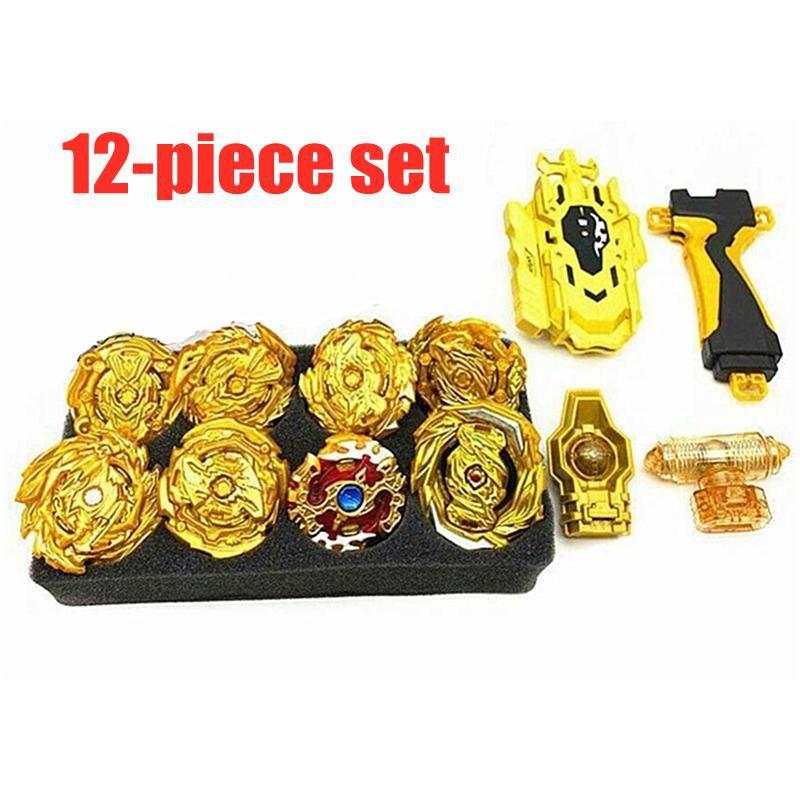 12PCS Top with Launchers Toupie Metal Gold Set Burst Fafnir Toys for Childn