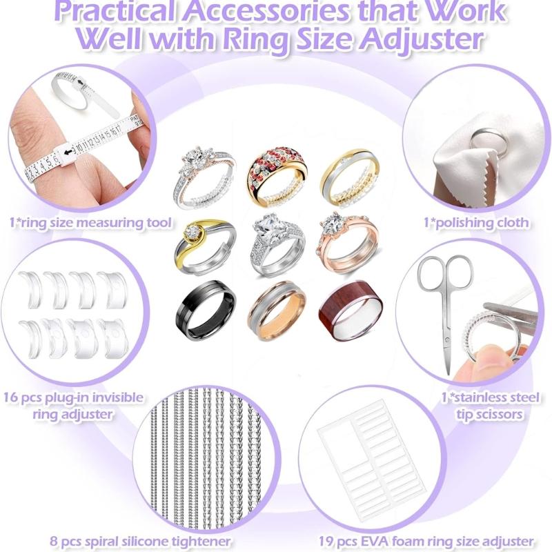 Assorted Rings Sizer Kits Invisible Fit Adjuster for Loose Bands Comfortable Plastic Rings Reducer Sizing Strips
