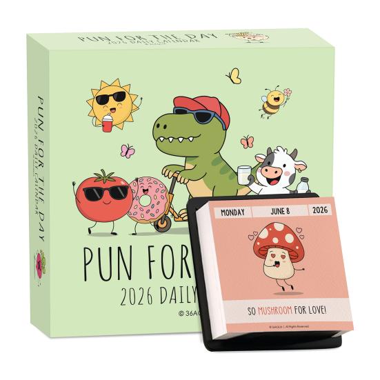 2026 Funny Pun Calendar Daily Tear-Off Desk Calendar with 365 New Puns Jokes And Notes Compact Spiral Bound for Office Home Decor