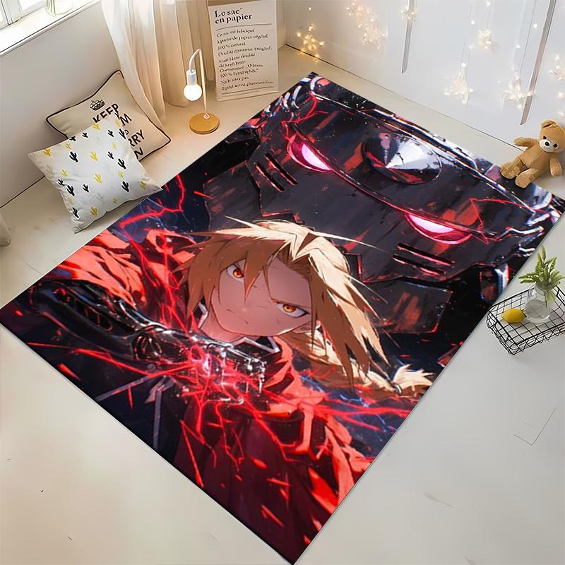 "Anime Warrior with Metal Armor Design Non-slip rug suitable for living room and bedroom sofas"