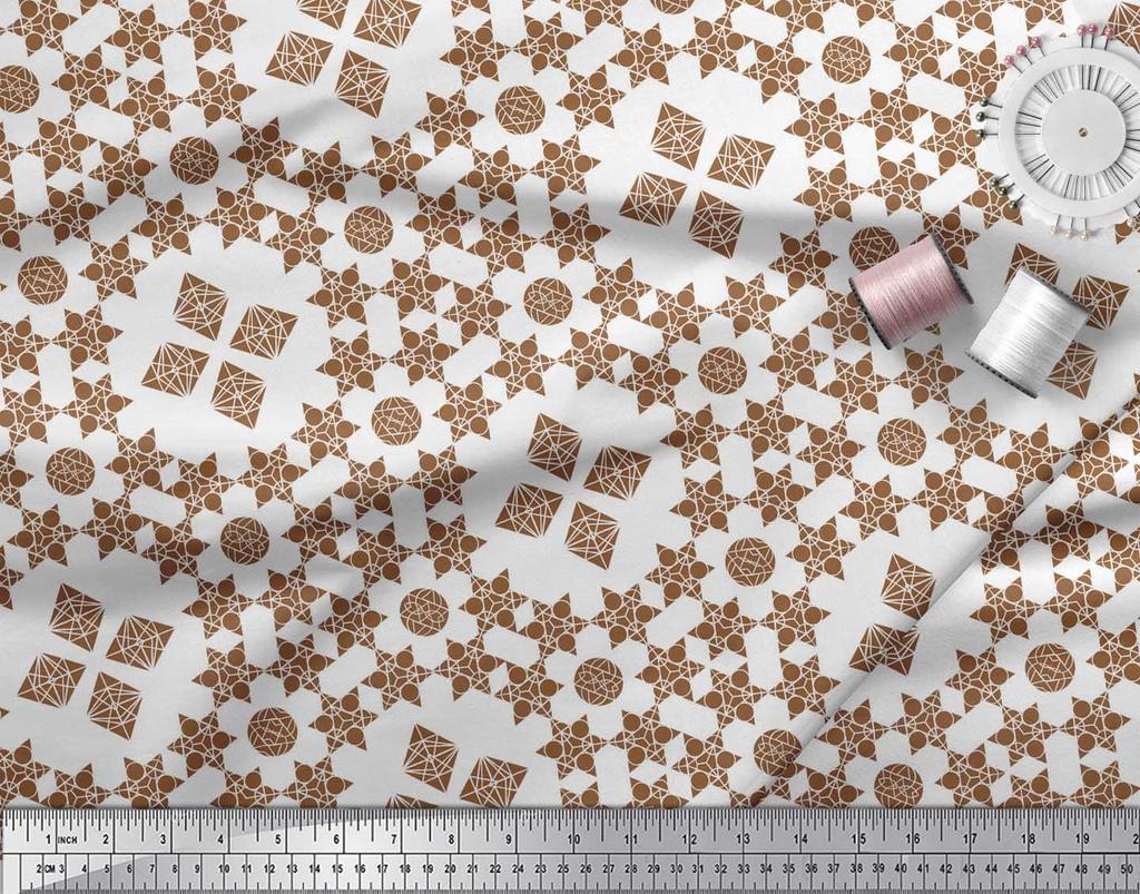 Soimoi Черная японская креп-сатиновая ткань с геометрическим звездным геометрическим принтом, ткань по метрам 42 дюйма