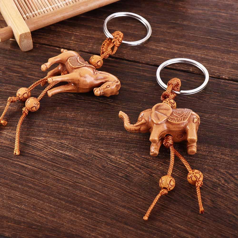 Toy Carving Cartoon Pendant Weaving Key Chains Lucky Horse Keychain Key Holder Lucky Horse Keyring