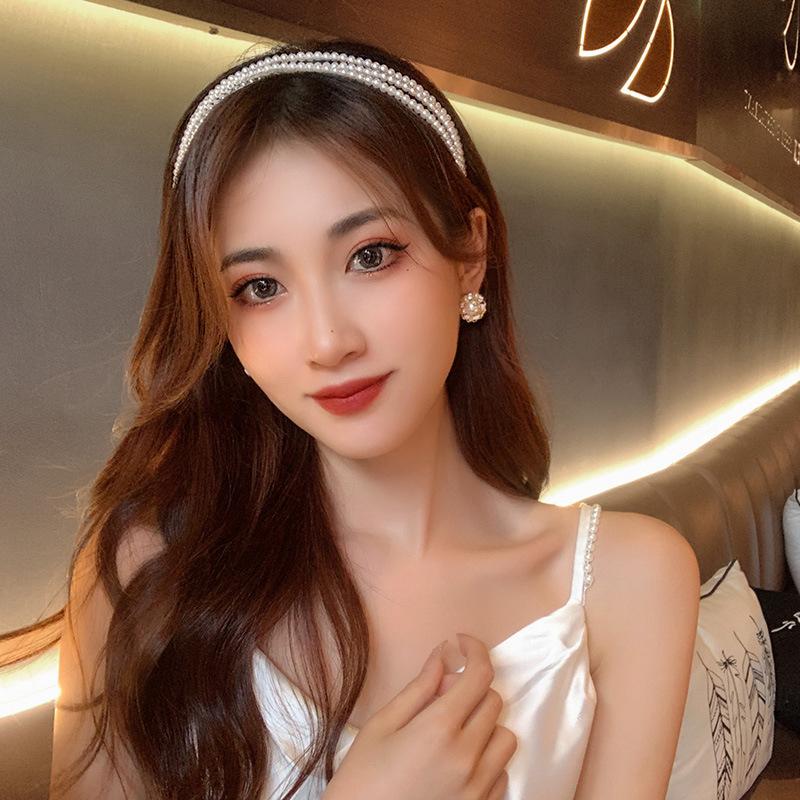 Women Three Layers Pearls Hair Bands Elegant Sweet Headband Hair Hoop Head Band Korean Handmade Wedding Gift Hair Accessories