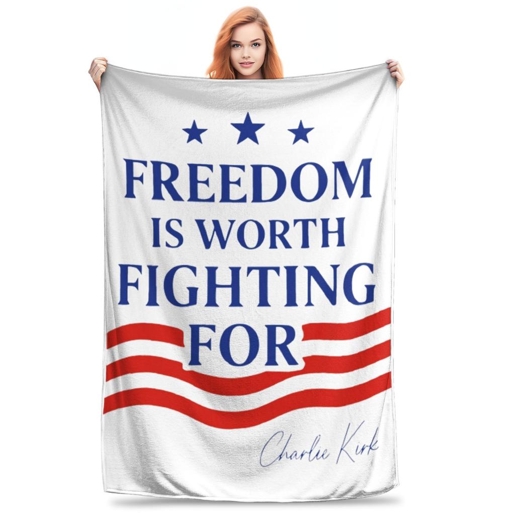Charlie Kirk 1993 2025 A true Patriot Blanket Multiple Sizes Super Soft Cozy Throw Blankets for Sofa Couch and Bed