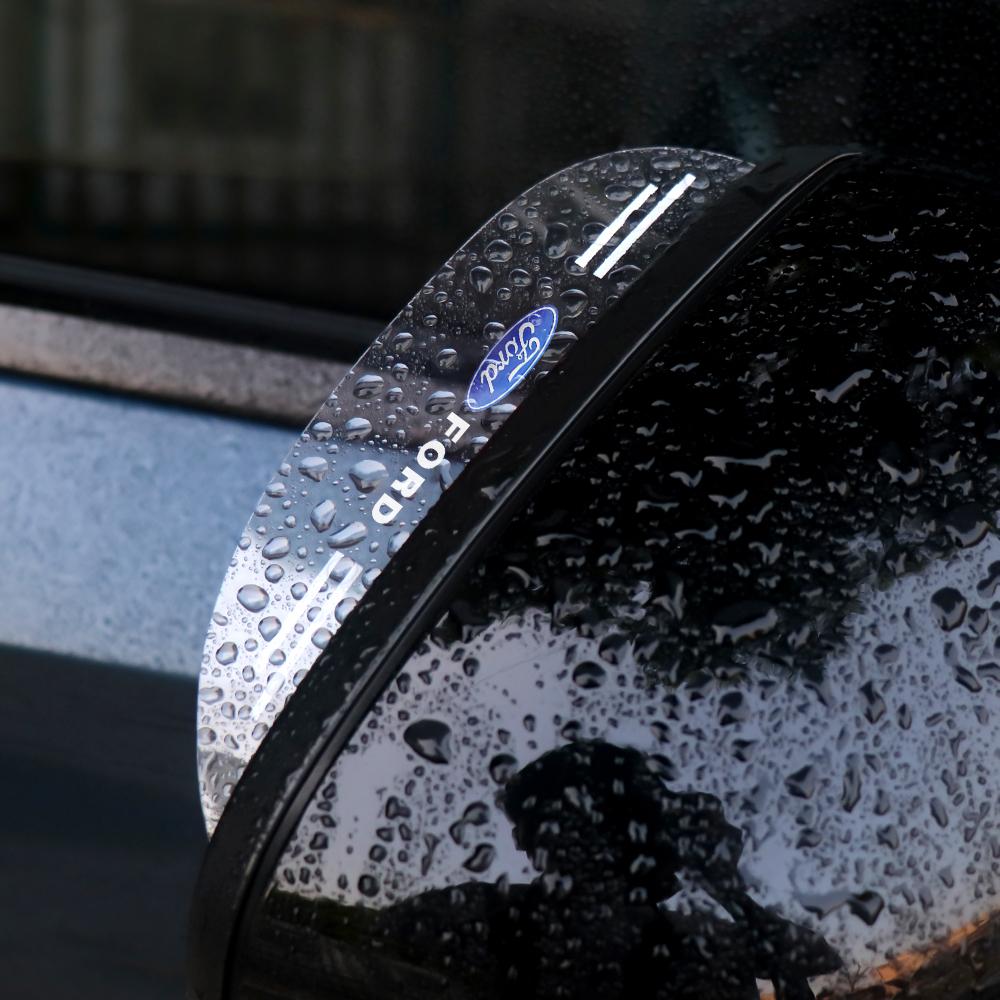 IARW2 2Pcs Car Rear View Mirror Sticker Rain Shield Shade Cover Decoration For Ford Focus ST Ranger Mondeo Kuga Ecosport Fiesta Fusion