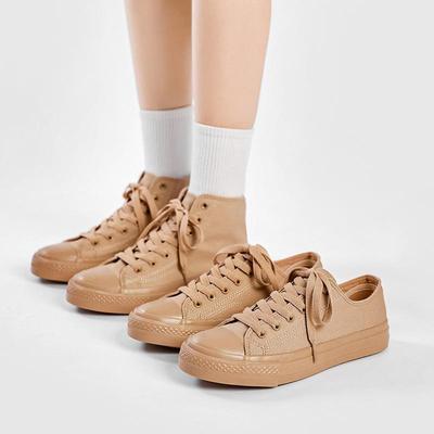 Женские парусиновые туфли цвета молочного чая 2024 года — повседневный уличный стиль с высоким/низким верхом в стиле 70-х