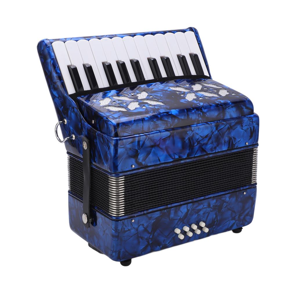 Accordion 22 Keys 8 Bass Celluloid Musical Instrument Toy for Home Stage PerformanceDark Blue