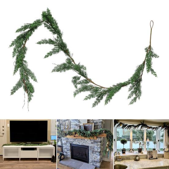 Simulated Cedar Pine Garland Realistic Greenery Rattan Weatherproof Simulated Vine DIY Hanging Ornament Indoor Outdoor Decor