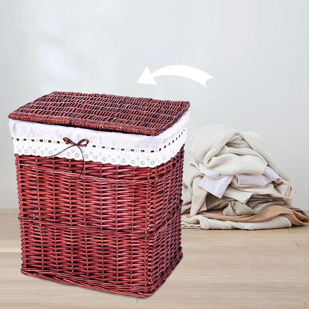 Laundry Hamper Clothes Basket Bin with Liner Bag Multipurpose Woven Rattan for