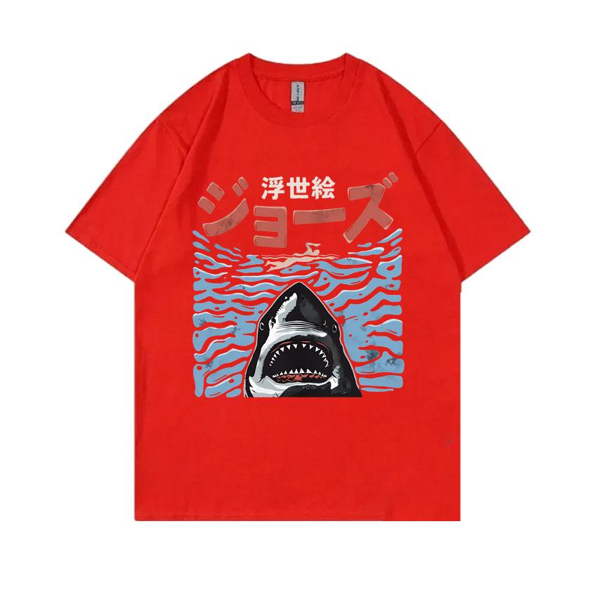 Japanese Vintage Shark Week Funny Meme Tshirt Unisex Women Fashion Casual Oversized T Shirts Unisexs Pure Cotton Short Sleeve Tshirt