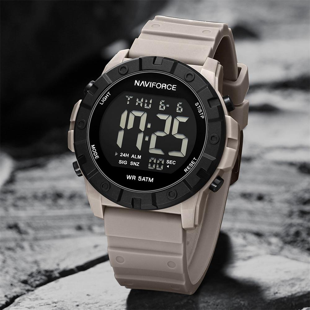 NAVIFORCE 7110 Custom Men Digital Sports Watch 5ATM Waterproof Rubber Alarm Chronograph Outdoor Wristwatch Factory