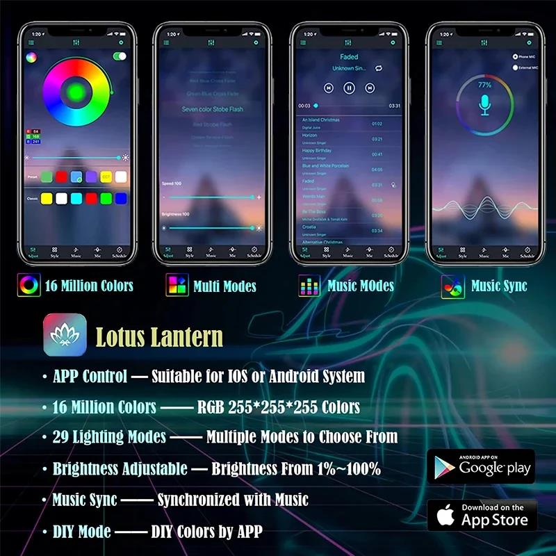 Светодиодная лента для салона автомобиля, гибкий EL-провод, RGB-неон, атмосферная подсветка, управление через приложение, 12 В, декоративная лампа для атмосферы автомобиля, неоновые огни 4