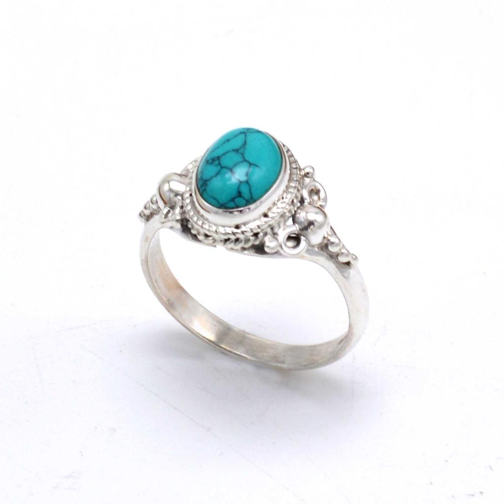Turquoise 925 Sterling Silver Women Handamde Birthstone Ring