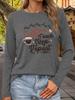 Women's Casual Long Sleeve Tee with Coffee Teach Sleep Repeat Print, Crew Neck Soft Basic Top for Commute Vacation Outdoor Daily Wear Gift