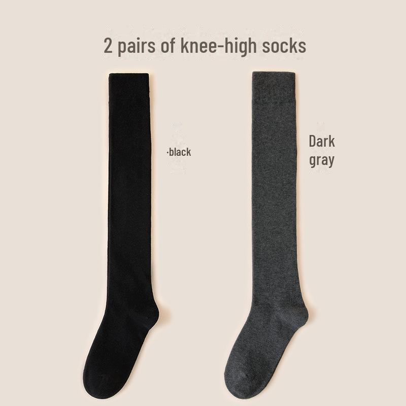 Длинные женские носки из чистого хлопка: Выше колена, черные спортивные, весна и осень, стили JK