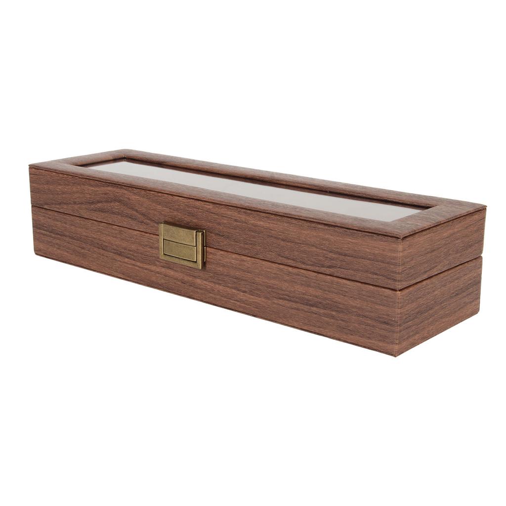 Watch Box Soft Detachable 6 Slots Large Capacity Watch Organizer Case with Glass Top for Storage Display 6 Slots