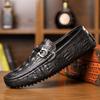 Новейшие мужские туфли из натуральной кожи с фактурой кожи аллигатора, повседневные туфли без застежек, черные туфли на плоской подошве, роскошные мужские туфли-лоферы для вождения
