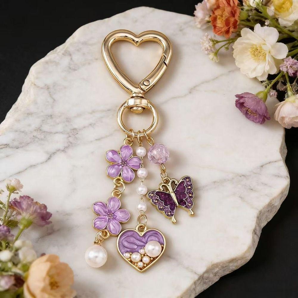 Hanger Flower Pendant DIY Heart Key Ring Multi-color Bag Charm Men