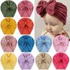 Big Bows Baby Bonnet Cap Solid Color Spring Autumn Kids Girl Hat Soft Elastic Children Toddler Turban Beanie Hat
