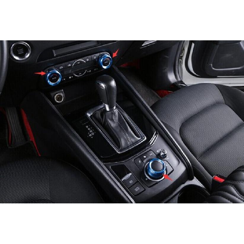 For Mazda CX-5 CX5 20-2024 Blue Aluminum Center Console AC knob Decoration Ring
