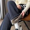 Fleece-Lined Thickened Warm Cotton Wadded Trousers Corduroy Straight-Leg Pants For Women Autumn/Winter