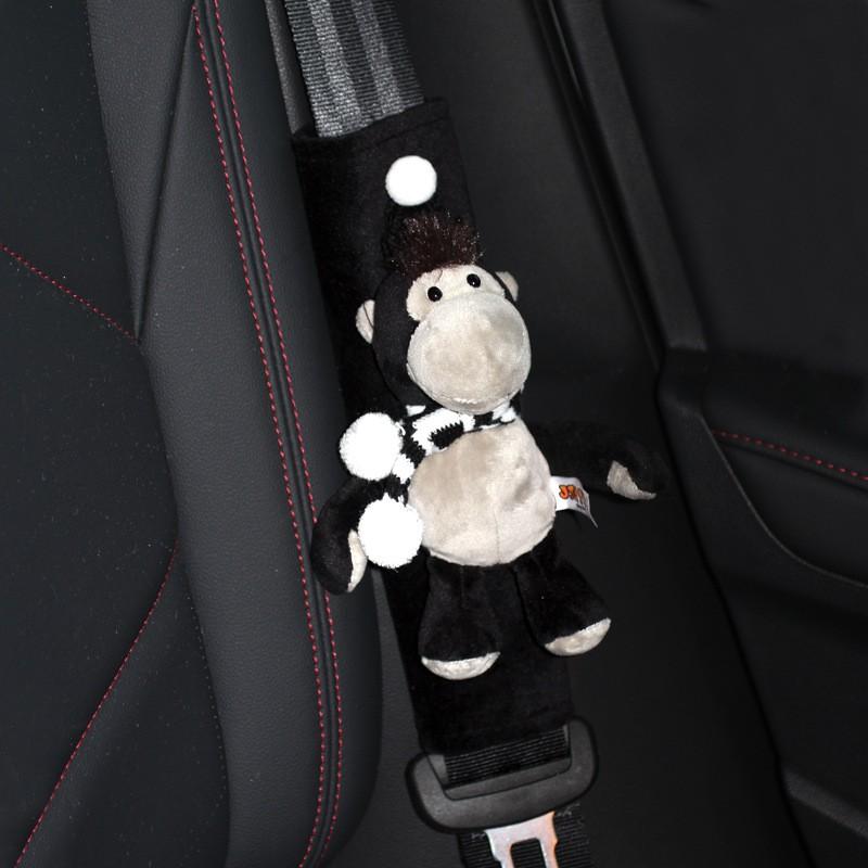 Cute Animal Plush Car Seatbelt Shoulder Pad Cover Women - Soft Crystal Velvet Safety Belt Protector Decor Accessory