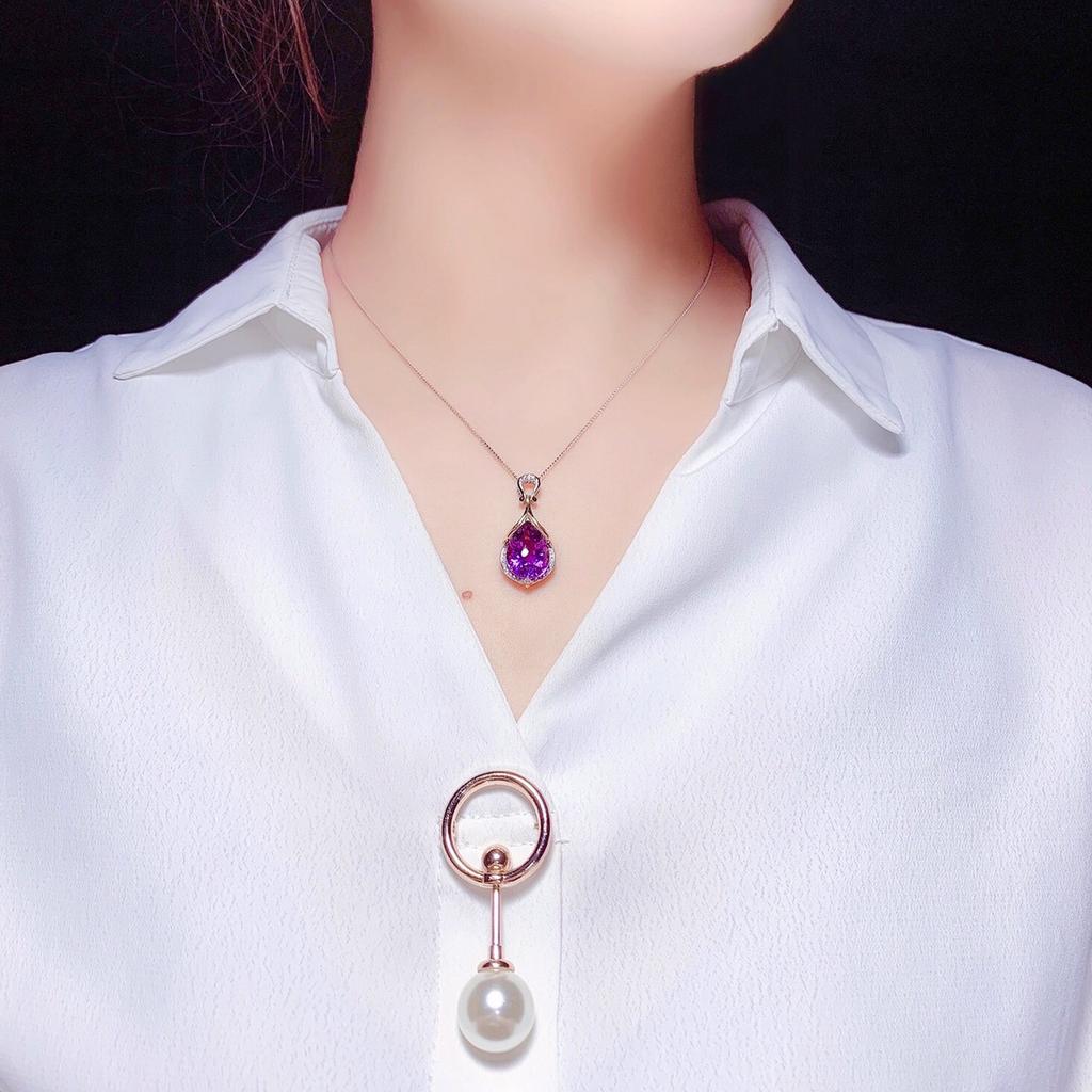 BELLA BOX Великолепный фиолетовый кулон в форме капли воды, женственное ожерелье на ключице для женщин, свадебные украшения