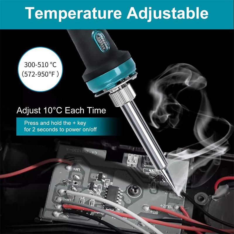 60W Wireless Electric Soldering Iron For Makita/Dewalt 18/20V Battery Welding Tool 300-510℃ Temperature Adjustable Fast Heating