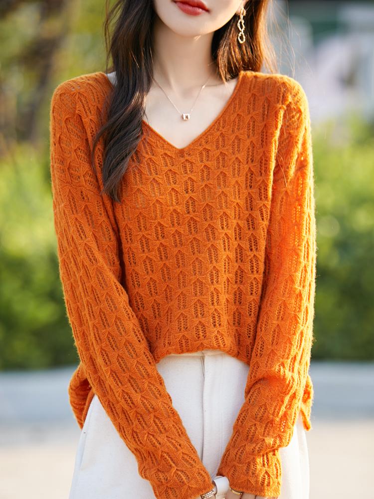 Женский кашемировый свитер Qinghe cashmere 30% кашемир 70% шерсть Осенне-зимний кашемировый свитер мягкий и теплый