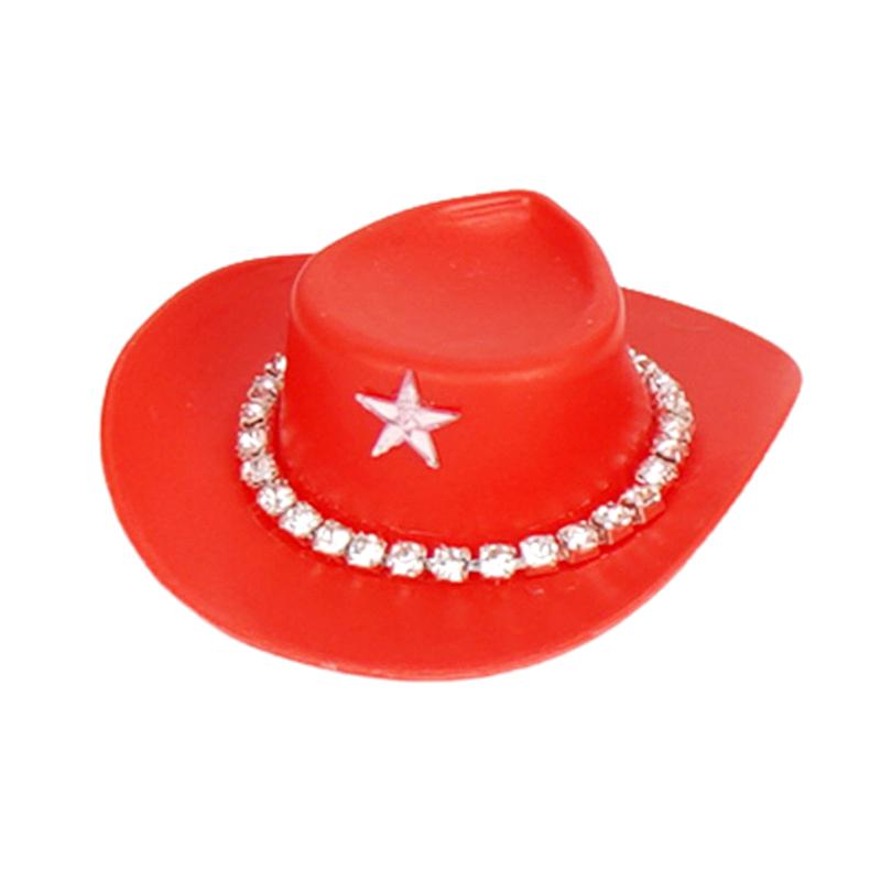 MAX-66~ 4 Pcs Miniature Plastic Doll Hat Western Cowboy Hat Cowgirl Hat For Dolls Decoration Accessories