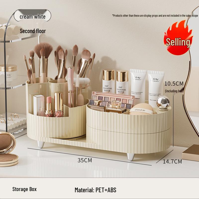 Высококлассный вращающийся настольный органайзер для косметики: Подставка большой вместимости для ухода за кожей, помады и ручек