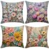 New Retro Floral Pillowcase Creative Oil Painting Engraving Style Print Home Sofa Cushion Pillowcase