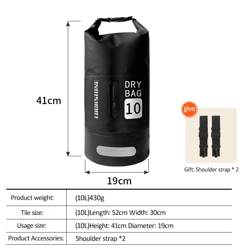 Waterproof Dry Bag 10L/20L Large-Capacity Bucket Bag with Shoulder Straps Lightweight Backpack for Rafting Swimming Kayaking